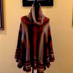 Multicolored Oversized Cowl Neck Sweater